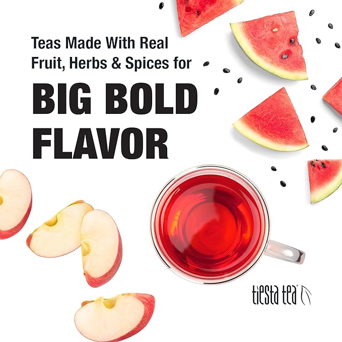 Tiesta Tea - Chunky Watermelon, Loose Leaf, Sweet Watermelon Herbal Tea, Premium Non-Caffeinated Fruit Blend, Makes Hot or Iced & Brews Up to 200 Cups, 16oz Resealable Bulk Pouch