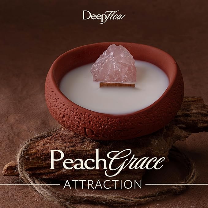 DeepFlow Heart Healing Candle, Rose Quartz Gentle Confidence, Love Attraction Warmth, Natural Wellness Balance Blend, Peach Floral Scent for Emotional Connection Gift (Rose Quartz)