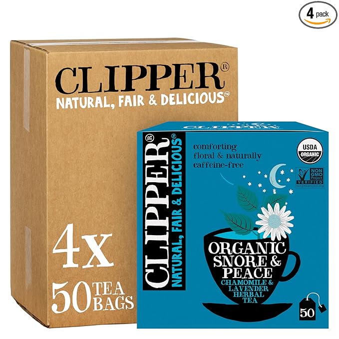 Clipper Tea Snore and Peace Chamomile & Lavender Herbal Tea – Caffeine Free, USDA Organic, Great Hot or Iced – Comfortingly Floral, Natural, Fair & Delicious – 200 Tea Bags
