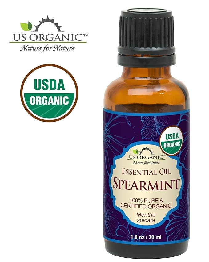 US Organic 100% Pure Spearmint Essential Oil - USDA Certified Organic, Steam Distilled - W/Euro droppers (More Size Variations Available) (30 ml / 1 fl oz)