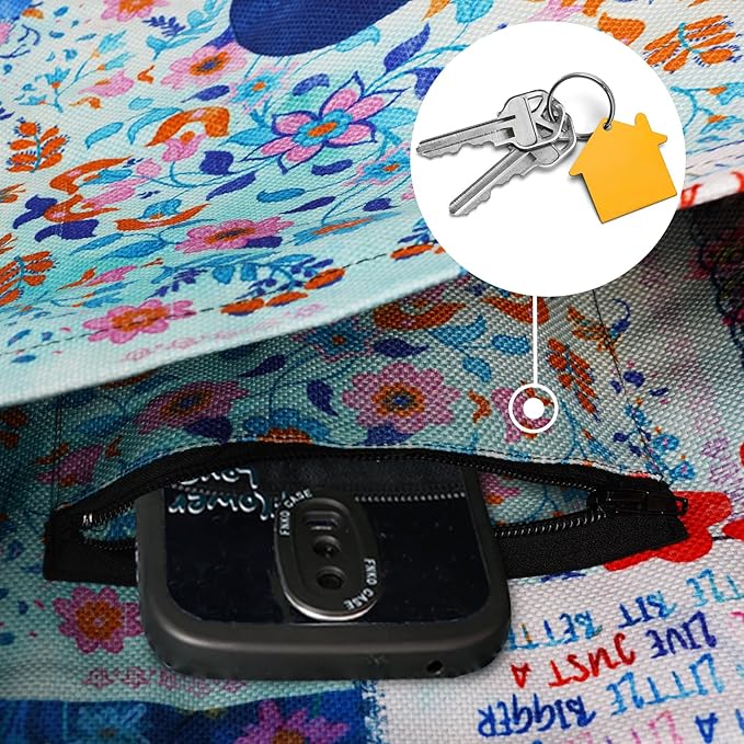Fashion Printed Yoga Mat Bag with Large Side Pocket & Zipper Pocket Long Tote Yoga Bag Fit Most Size Mats - Holds More Yoga Accessories