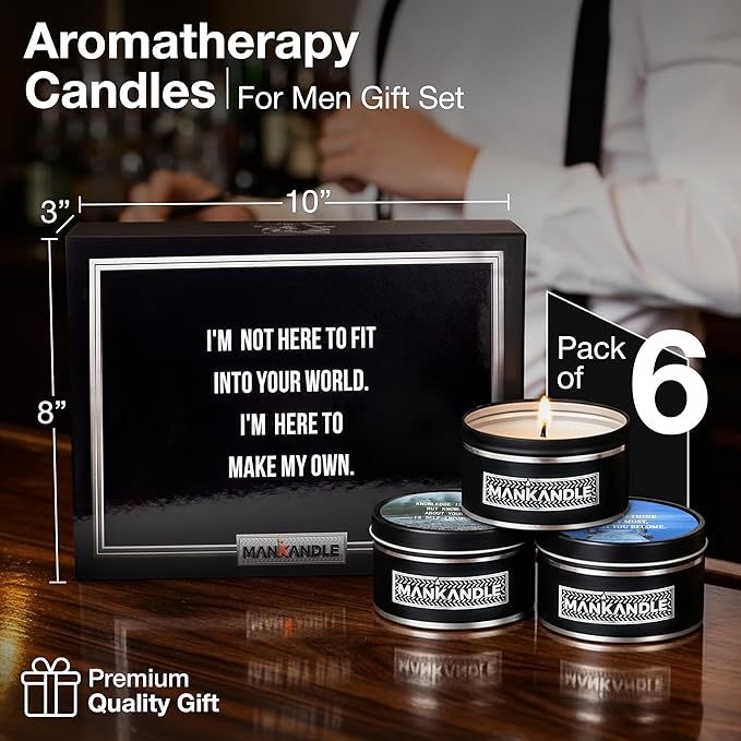 Majestic Zen Aromatherapy Candles for Men Gift Set | 6-Pack Soy Wax Candle with Inspirational Quotes | Stress Relief Candle Set for Relaxation, Aromatherapy Gift Set & Unique Gifts for Him