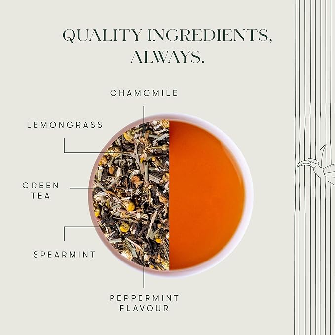 Luxmi Estates - Minty Mile - Organic Chamomile Mint Tea - Loose Leaf - 50g (25 Cups) | With Chamomile, Lemongrass, Spearmint and Peppermint | Low Caffeine Chamomile Tea | Best for Night Time
