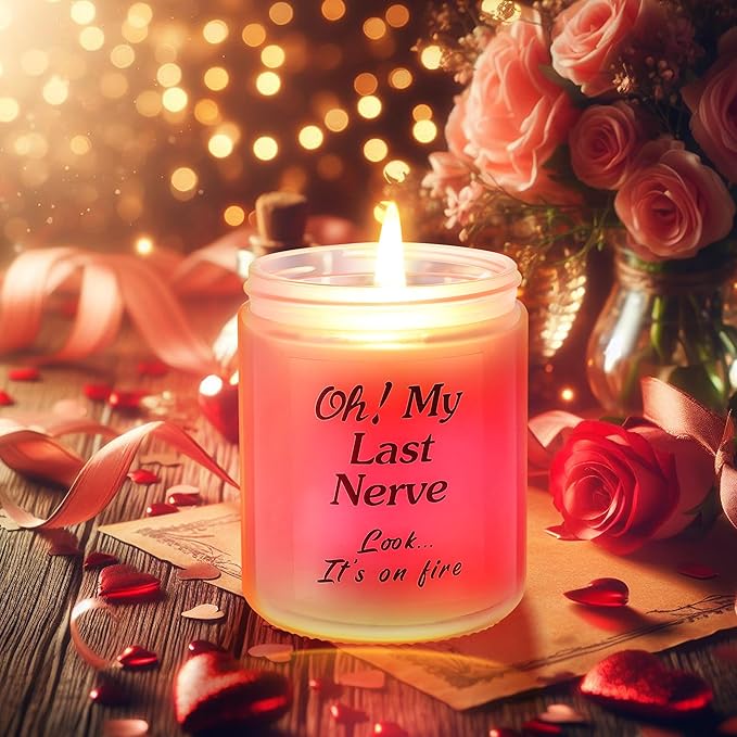 Valentine's Day Glowing Scented Candles with Sensor Light, Aromatherapy Candles Gifts for Women, Rose Vanilla Lavender Candle, Natural Soy Candle for Home Scented, Women Valentine Gift