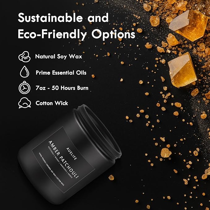 Scented Candles Set | Men Candle Set, 4 Pack Candles for Home, Gifts for Men - Aromatherapy Gifts for Dad Fathers Day, Soy Candle Scent of Smoke & Vanilla/Rum Oak/Vintage Leather/Amber Patchouli