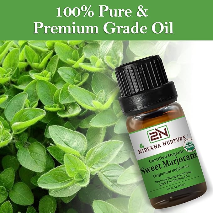 Sweet Marjoram Essential Oil USDA Certified Organic, 100% Pure Natural Premium Grade, Undiluted