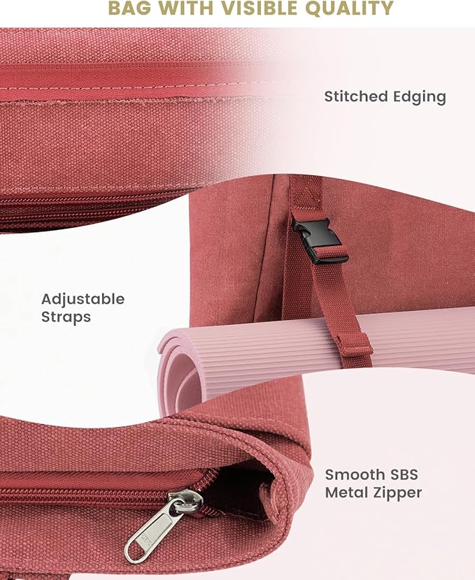 Gonex Yoga Mat Bag, Yoga Gym Bag Tote Bag with Multi Pockets For Women Men, Canvas Yoga Mat Carrier Take in Out Mat Easily For Pilates Travel Workout Office