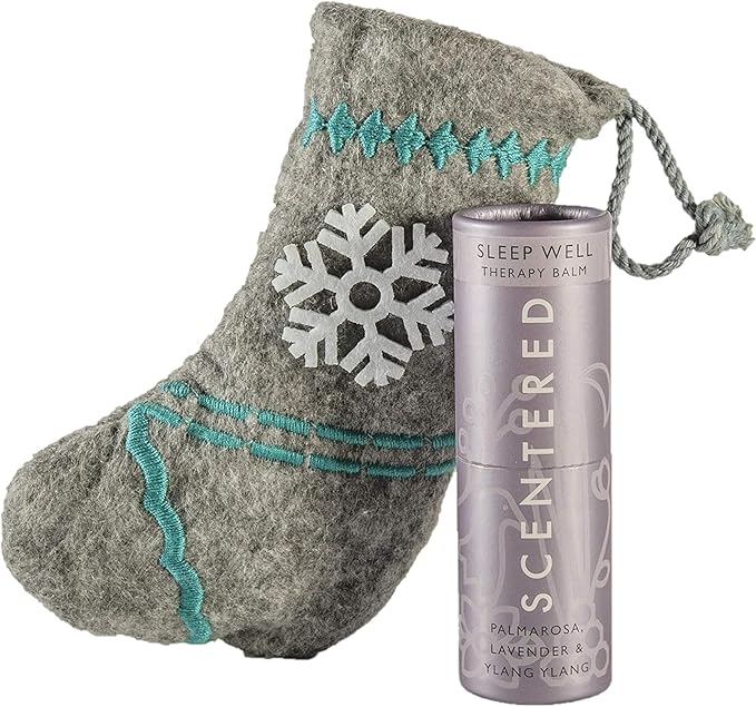 Scentered Sleep Well Aromatherapy Essential Oils Balm Christmas Stocking - for Restful Sleep & Bedtime Relaxation - Lavender, Chamomile, Ylang Ylang - Self-Care Stocking Stuffers for Women
