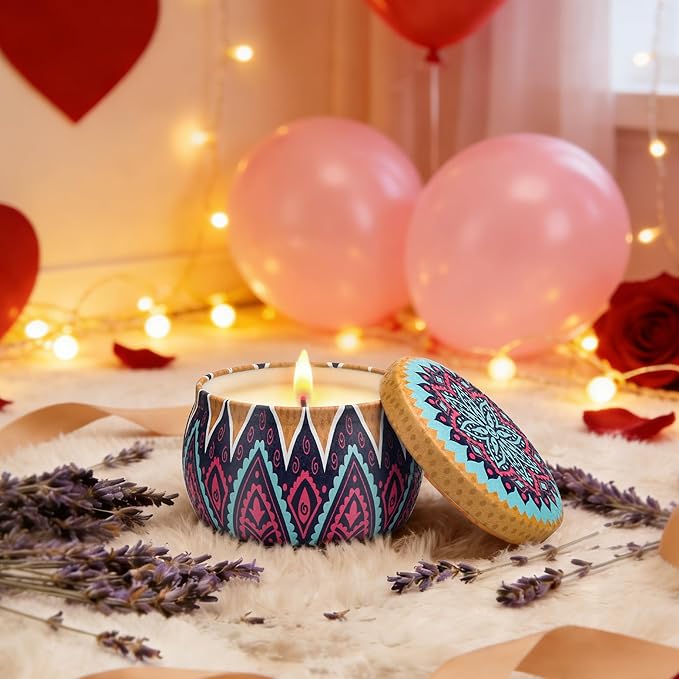 Scented Candles Gift Set,8% Essential Oil,4 Pack Aromatherapy Candle,Stress Relief Gifts for Women,120H Burning, Candles for Home Scented, Ideal for Birthday,Thanksgiving, Mother's Day,Valentine's Day