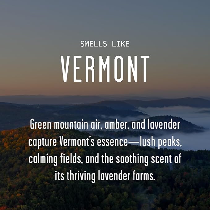 Vermont Gifts, Vermont Decor for Home - 'There's No Place Like Vermont Candle, w/Green Mountain Air, Amber & Lavender I Vermont Souvenirs I Vermont State Gifts I 9oz Jar, 50Hr Burn, USA Made