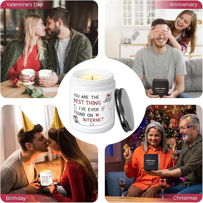 MOASITN Best Thing I Found on The Internet Candles Candles for Women Girlfriend, Valentines Day, Birthday, Anniversary Unique & Sweetest Couple Candle for Her, Him, Best Friends, Boyfriend, Men