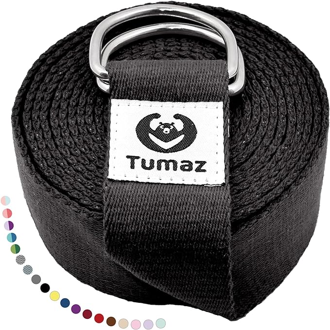 Tumaz Yoga Strap/Stretch Bands [15+ Colors, 6/8/10 Feet Options] with Extra Safe Adjustable D-Ring Buckle, Durable and Comfy Delicate Texture - Best for Daily Stretching, Physical Therapy, Fitness