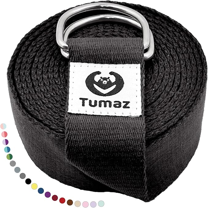 Tumaz Yoga Strap/Stretch Bands [15+ Colors, 6/8/10 Feet Options] with Extra Safe Adjustable D-Ring Buckle, Durable and Comfy Delicate Texture - Best for Daily Stretching, Physical Therapy, Fitness