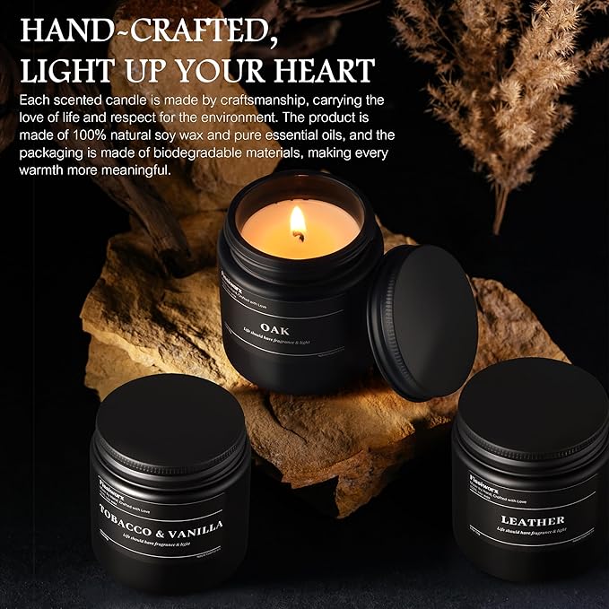 9 Pack Scented Candles Set Gifts for Men, Aromatherapy Candle Set with Scents （Sandalwood Rose/Lemon Citrus & Verbena/Bergamot）- Gift for Dad, Boyfriend, Birthday, Father’s Day, Anniversary
