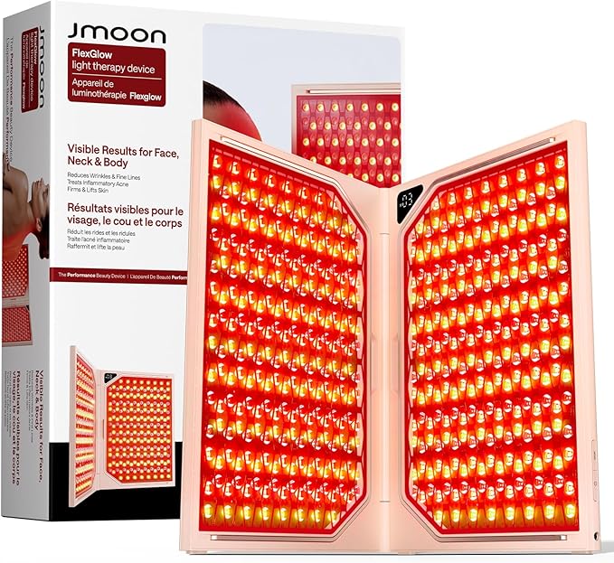 JMOON Medical-Grade Foldable Red Light Therapy for Face, Anti-Wrinkle with Red & Near-Infrared Light Therapy, Treats Acne with Blue & Red Light | 3 Modes, 1040 cm² Larger Area, 464 High-Intensity LEDs