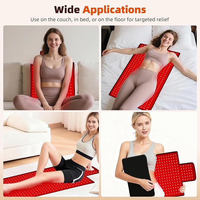 Red Light Therapy Mat for Body 42"x16", 480 LEDs Infrared Light Therapy Pad with Dual Wavelengths 660nm & 850nm for Back Shoulder Belly Leg, Pulse Modes, Adjustable Timer & Intensity