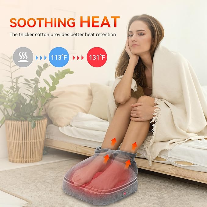 Snailax Foot Massager with Heat, Heated Foot Warmer Under Desk, Vibration Feet Massager Machine with 3 Vibrating Modes & 2 Heating Levels, Remote Control, Foot Heater