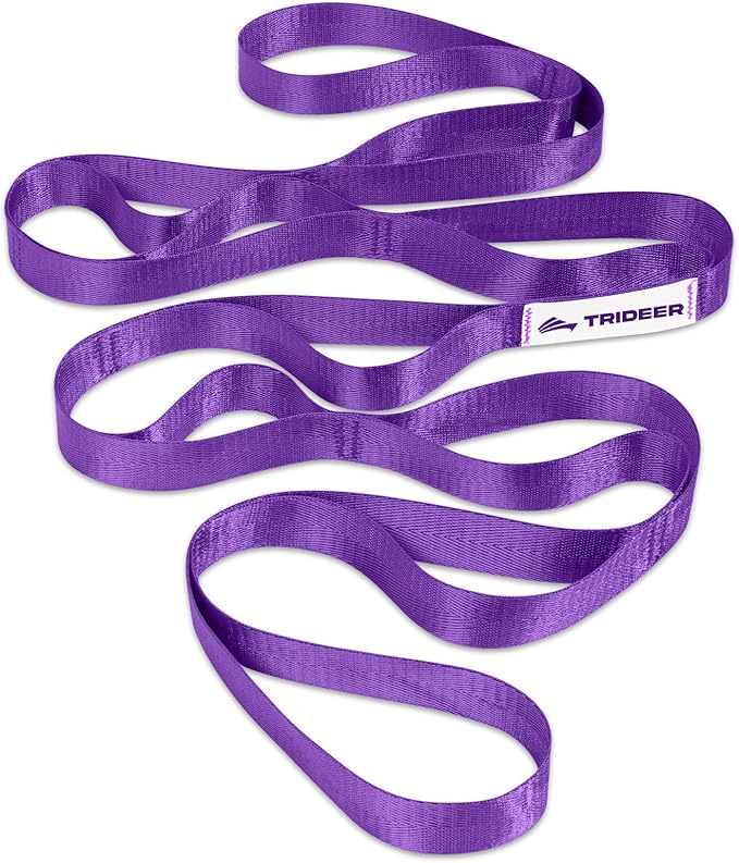 Trideer Stretching Strap Yoga Strap Physical Therapy for Home Workout, Exercise, Pilates and Gymnastics, 10 Loops Non-Elastic Stretch Bands with Aesthetic Packaging for Women & Men