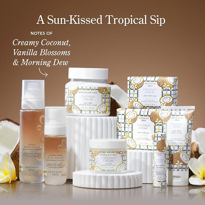 Beekman 1802 Whipped Body Cream – Moisturizes & Softens Skin with Goat Milk, Mango Seed Butter & Vitamin E – 8 oz – Coconut Cream
