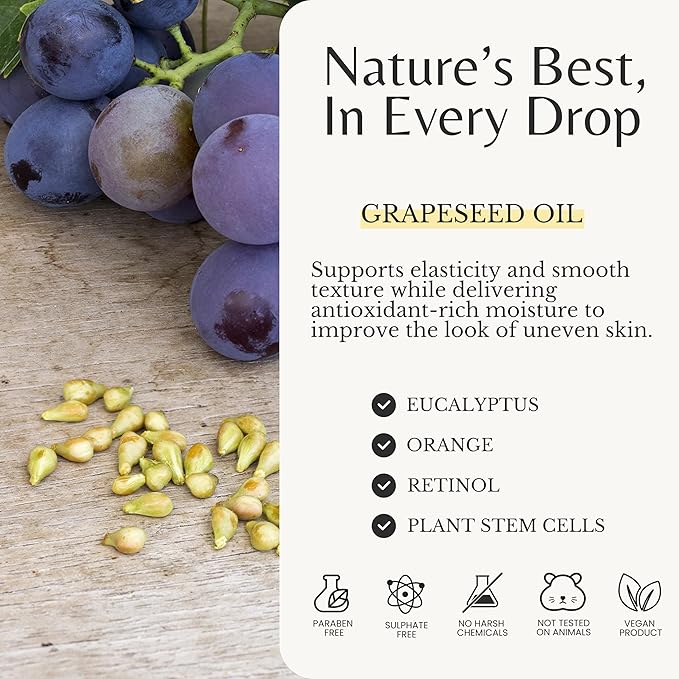 Natural Anti-Cellulite Massage Oil with Grapefruit Oil, Caffeine & Retinol, Firming Body Oil for Cellulite on Legs, Thighs & Butt, Helps Tighten, Smooth & Hydrate Skin, 2-Pack