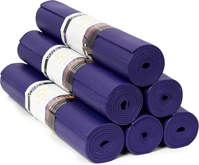 Sunshine Yoga Voyage Yoga Mat, 6 Pack, 72" x 24" Professional Studio and Gym Bulk Yoga Mats, 5mm Thick, Durable, Anti-Tear, Non Slip Fitness and Exercise Mats