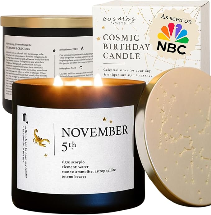 November 5th Personalized Zodiac Candle | Inspirational Astrology Reading and Daily Affirmation for Your Birthdate | Handmade Scorpio Candles | Astrology Birthday Gifts for Women
