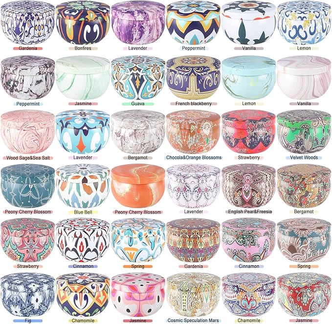 36 Pack Multicolored Scented Candles Gifts Soy Wax Travel Tin Jar Candles for Home 2.5 OZ for Mom,Christmas, Home Scented Decoration Birthday, Thanksgiving, Mother's Day(Color: Brown)