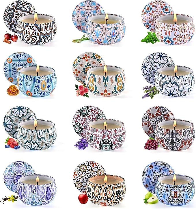 Scented Candles Gift Set, Candles for Home Scented 12 Pack, 300 Hours Long Lasting Soy Wax Aromatherapy Candle Set, Friends Moving Away, Birthday, Retirement Gifts for Women with Gift Box