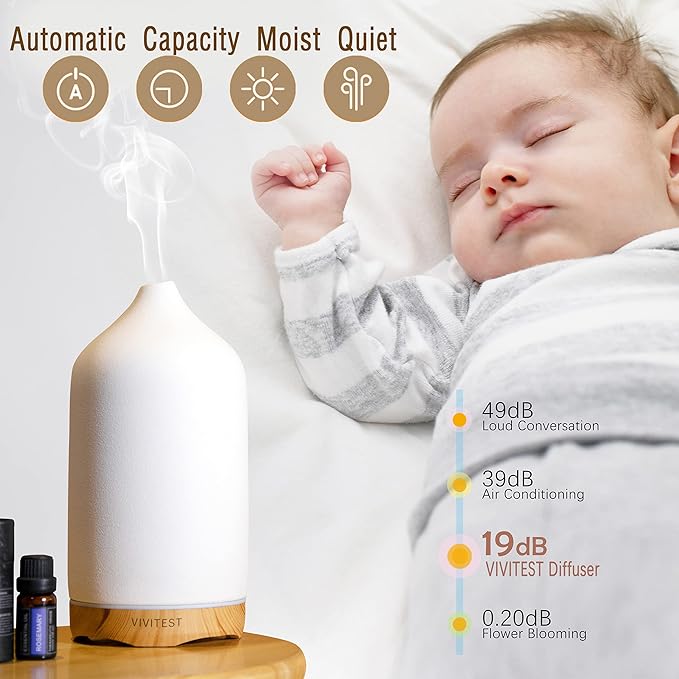 VIVITEST Aromatherapy Diffuser,250ML Ceramic Ultrasonic Essential Oil Diffuser for Aromatherapy (250ML)