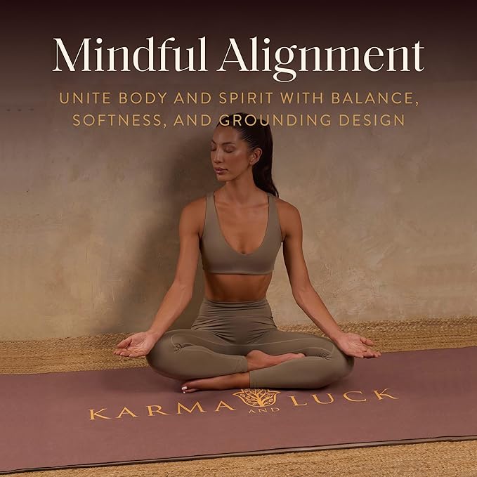 KARMA AND LUCK Sacred Harmony Yoga Towel, Absorbent, Non-Slip Hot Yoga Mat Towel, Silicone Grip & Soft Terry Suede for Mindful Movement & Spiritual Alignment, 26” x 72”