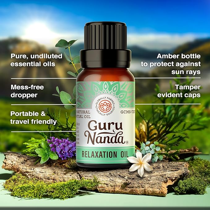 GuruNanda Essential Oil Blends (Set of 6) - Natural Essential Oil Set, Aromatherapy Oil Blends for Diffusers - Breathe Easy, Tranquility, Harmony, Calming Sleep, Relaxation & Thrive