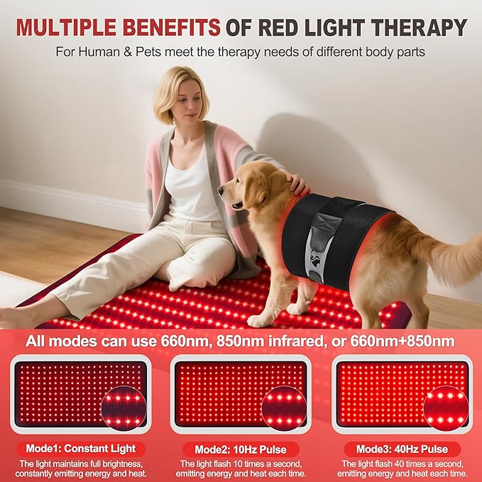 Red Light Therapy Mat for Body, Holiday Birthday Gifts for Women Men, 39’’ x 24’’Large Infrared Light Therapy with Timer, Red Light Panel for Back Belly Shoulder Joint (with Storage Bag)