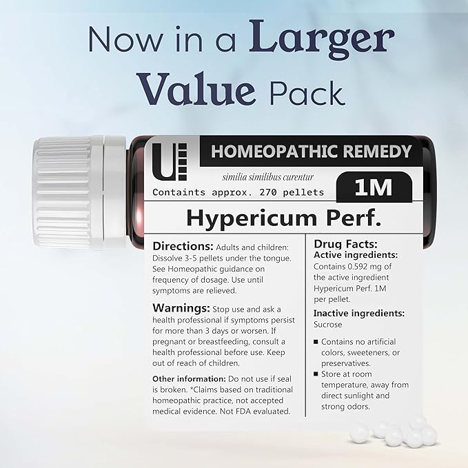 Hypericum Perforatum 1M Homeopathic Remedy, 270 Pellets