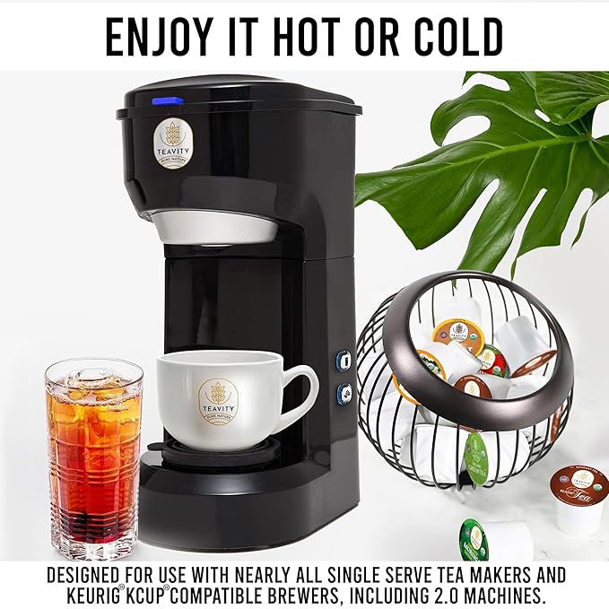 Organic Rooibos Tea Pods for Keurig with Lemon, Mint, Licorice - Unsweetened Decaf Tea for K Cup Brewing - Cold Be Gone by Teavity (12 Tea Pods)