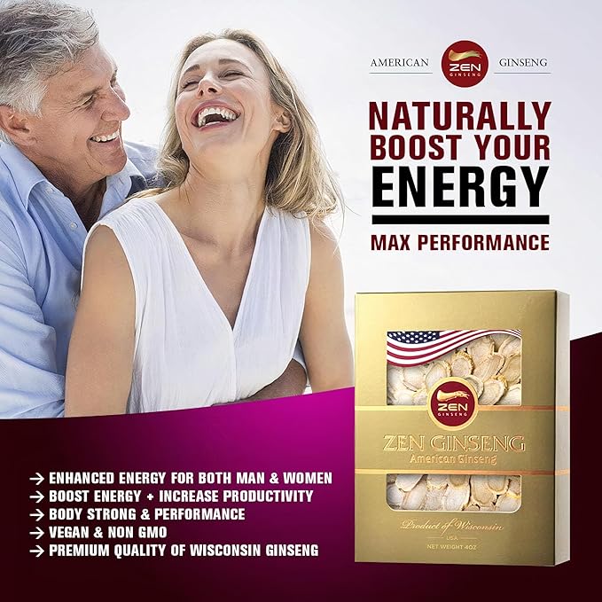8 Boxes of American Wisconsin Ginseng Slice (4oz/Box) 32oz Total — Performance & Mental Health for Men & Women