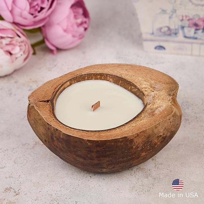 – Set of Non-Toxic Scented Candles Clearance | Coconut Candle with Wooden Wick | Candles for Home Scented & Candle Décor (Coffee on The Shores of Bali)