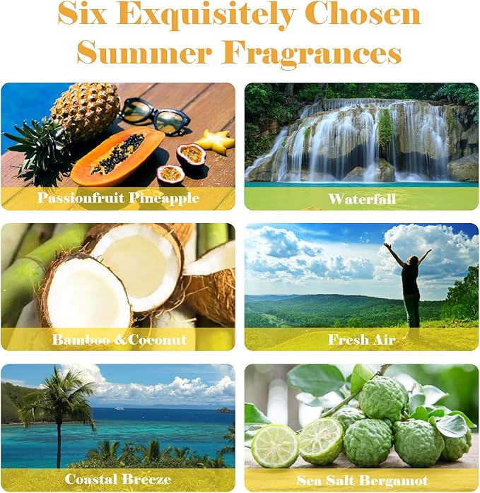 AmaKane Summer Essential Oils, Fragrance Oil for Soap Making, Candle Making Scents, Passionfruit Pineapple, Coastal Breeze and More, Diffuser Oils Scents for Home, Aromatherapy Oils 6x10 ml