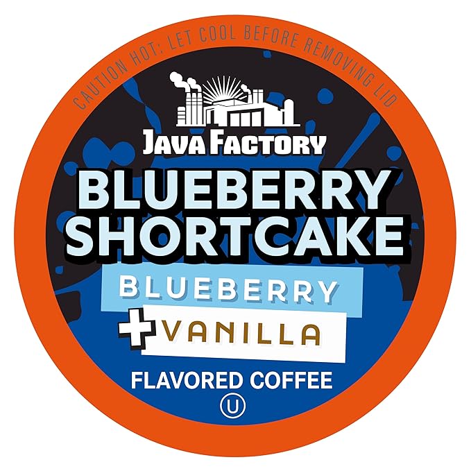 Java Factory Coffee Pods Blueberry Flavored Coffee for Keurig K-Cup Brewers, Blueberry Shortcake, 40 Count