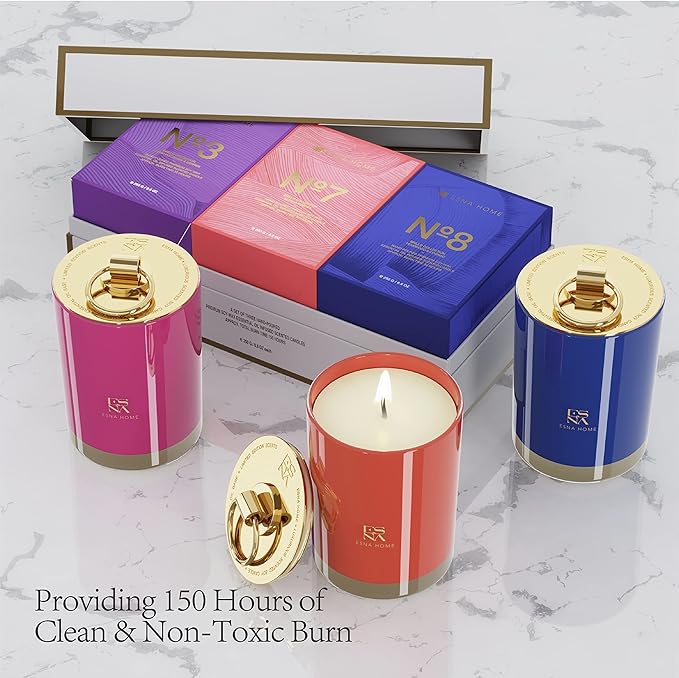 Trio Gift Set 3 Full Size Highly Scented Premium Candle, Aromatherapy All Natural Soy Candle Gift Set Home Decor Gifts for Women Christmas Gifts for Best Friend Packed to Perfection Housewarming