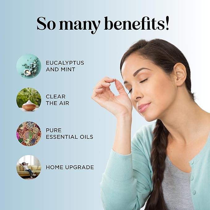Breathe Essential Oil for Diffuser - Invigorating and Refreshing Breathe Essential Oil Blend with Eucalyptus Peppermint Tea Tree and Mint for Diffusers for Home and Shower Aromatherapy (4 Fl Oz)