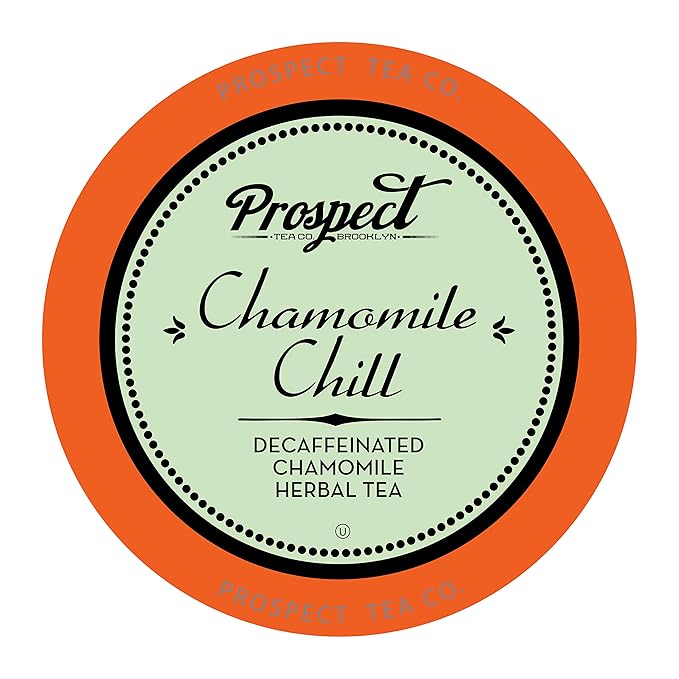 Prospect Tea Co. Decaffeinated Chamomile Chill Herbal Tea Pods Compatible with K Cup Brewers Including 2.0, 40 Count