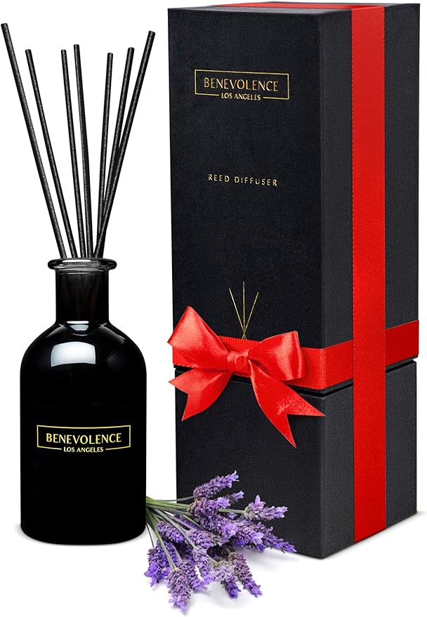 Benevolence LA Reed Diffusers for Home, Lavender & Eucalyptus Relaxing Fragrance | Aromatherapy Reed Diffuser Sticks with Gift Box, Scented Sticks for Bathroom | Home Décor