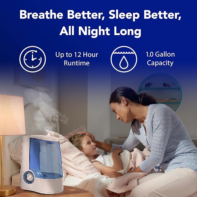 Vicks Warm Mist Humidifier - Air Humidifier for Bedroom, Home & Large Room, Baby, Kids and Adults Soothing Steam Vaporizer for Cough, Congestion, Allergies & Dry Air, VapoSteam Compatible (Pack of 2)