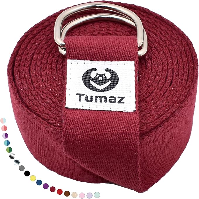 Tumaz Yoga Strap/Stretch Bands [15+ Colors, 6/8/10 Feet Options] with Extra Safe Adjustable D-Ring Buckle, Durable and Comfy Delicate Texture - Best for Daily Stretching, Physical Therapy, Fitness