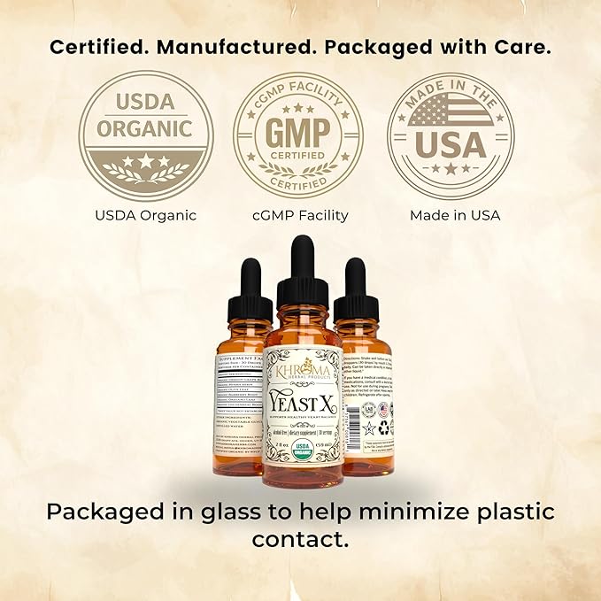 Khroma Herbal Products Yeast X - Organic Yeast Support - 30 Servings in a 2 oz Glass Bottle
