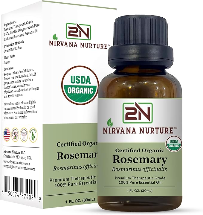 Rosemary Essential Oil USDA Certified Organic, 100% Pure Natural Premium Grade Undiluted