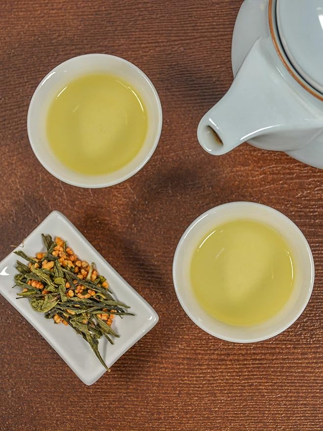 TIAN HU SHAN Genmaicha Green Tea with Roasted Rice, Low Caffeine Genmaicha Tea Loose Leaf 8 Ounce / 226g (Pack of 1)