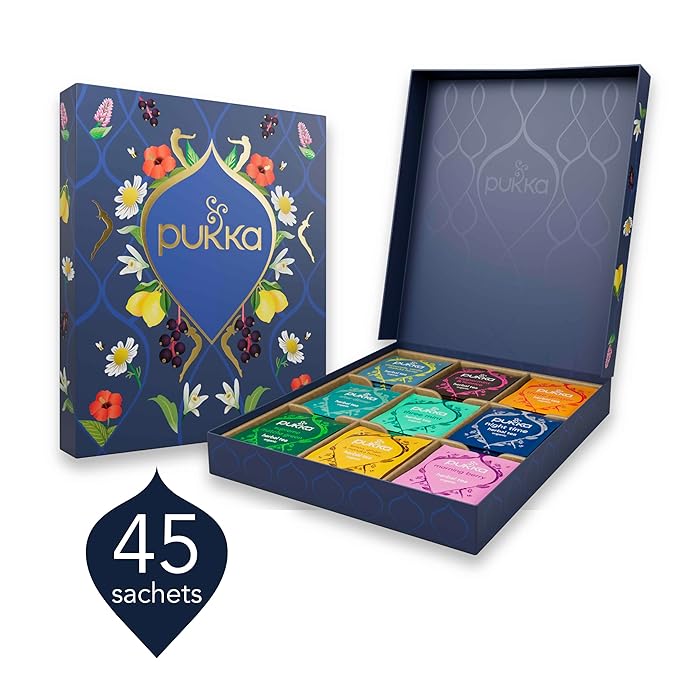 Pukka Premium Herbal Tea Selection Gift Set Box, Ideal Gift For Holidays, Birthdays & Anniversaries, Self-Care Kit for Tea Lovers, 45 Teabags, 9 Delicious Flavors, Caffeine Free