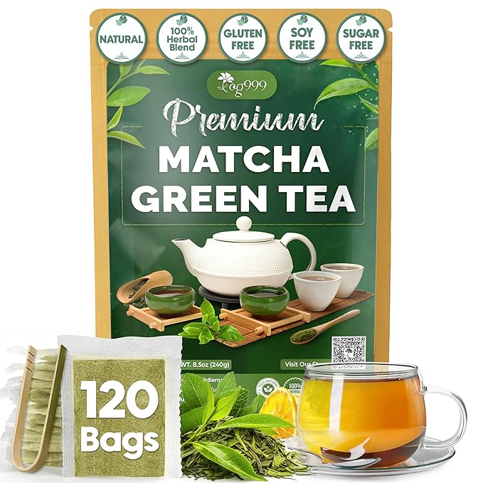 TOG999, Premium Matcha Green Tea Bags | 120 Count | Blend of Sencha, Green Tea, Spearmint & Orange Slices – Refreshing Flavor, Naturally Vibrant, No Gluten. Vegan.