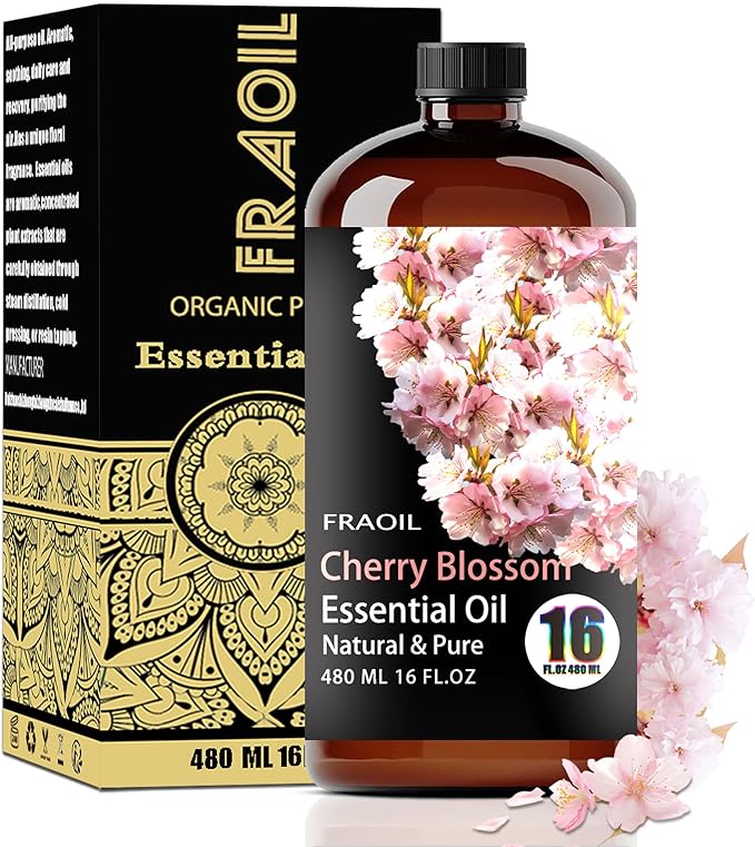 Cherry Blossom Essential Oil, Cherry Blossom Oil 16 Fl Oz 480 ML for Diffuser Humidifier Yoga Cleaning DIY Candle Soap Making Perfume Gift for Women Essential Oils